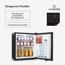 KLARSTEIN Mini Frigo de Chambre de 38L pour Boissons et Bieres, Petit Frigo Silencieux, Mini Bar Intérieur/Ext, Petit Refrigerat