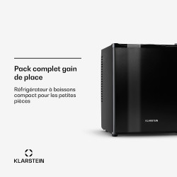 KLARSTEIN Mini Frigo de Chambre de 30L pour Snacks et Boissons, Petit Frigo Top Silencieux, Mini Bar, Petit Réfrigérateur Campin