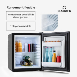KLARSTEIN Mini Frigo de Chambre de 30L pour Snacks et Boissons, Petit Frigo Top Silencieux, Mini Bar, Petit Réfrigérateur Campin
