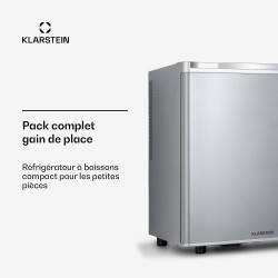 KLARSTEIN Mini Frigo de Chambre de 45L pour Boissons et Bieres, Petit Frigo Silencieux, Mini Bar Intérieur/Ext, Petit Refrigerat