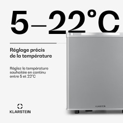 KLARSTEIN Mini Frigo de Chambre de 45L pour Boissons et Bieres, Petit Frigo Silencieux, Mini Bar Intérieur/Ext, Petit Refrigerat