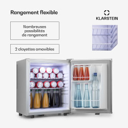 KLARSTEIN Mini Frigo de Chambre de 45L pour Boissons et Bieres, Petit Frigo Silencieux, Mini Bar Intérieur/Ext, Petit Refrigerat