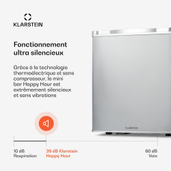 KLARSTEIN Mini Frigo de Chambre de 38L pour Boissons et Bieres, Petit Frigo Silencieux, Mini Bar Intérieur/Ext, Petit Refrigerat