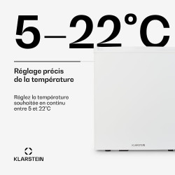 KLARSTEIN Mini Frigo de Chambre de 38L pour Boissons et Bieres, Petit Frigo Silencieux, Mini Bar Intérieur/Ext, Petit Refrigerat