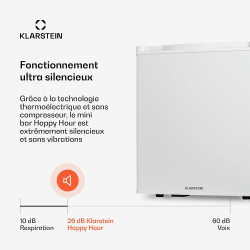 KLARSTEIN Mini Frigo de Chambre de 38L pour Boissons et Bieres, Petit Frigo Silencieux, Mini Bar Intérieur/Ext, Petit Refrigerat