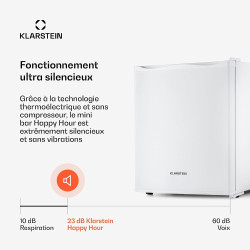 KLARSTEIN Mini Frigo de Chambre de 23L pour Snacks et Boissons, Petit Frigo Top Silencieux, Mini Bar, Petit Réfrigérateur Campin