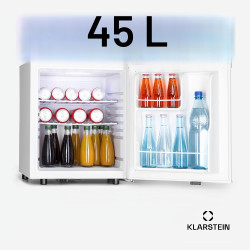 KLARSTEIN Mini Frigo de Chambre de 45L pour Boissons et Bieres, Petit Frigo Silencieux, Mini Bar Intérieur/Ext, Petit Refrigerat