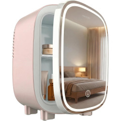 Cecotec Mini Réfrigérateur à Cosmétiques 4 L avec Miroir CoolingBeauty 4000 Mirror Rose. Lumière LED avec 3 Intensités, Jusqu'à 