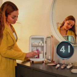 Cecotec Mini Réfrigérateur à Cosmétiques 4 L avec Miroir CoolingBeauty 4000 Mirror Rose. Lumière LED avec 3 Intensités, Jusqu'à 