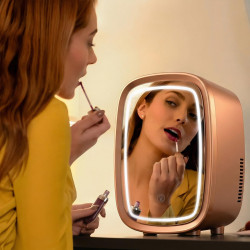 Cecotec Mini Réfrigérateur à Cosmétiques 4 L avec Miroir CoolingBeauty 4000 Mirror Rose. Lumière LED avec 3 Intensités, Jusqu'à 