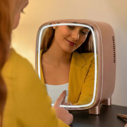 Cecotec Mini Réfrigérateur à Cosmétiques 4 L avec Miroir CoolingBeauty 4000 Mirror Rose. Lumière LED avec 3 Intensités, Jusqu'à 