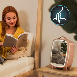 Cecotec Mini Réfrigérateur à Cosmétiques 4 L avec Miroir CoolingBeauty 4000 Mirror Rose. Lumière LED avec 3 Intensités, Jusqu'à 