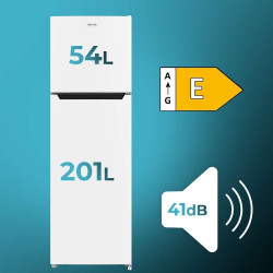 Cecotec réfrigérateur combiné bolero coolmarket 2d 255 nf blanc e. moteur inverseur, 255l, nofrost, classe énergétique e, design