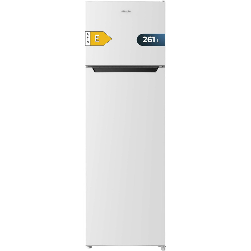 Cecotec réfrigérateur à deux portes bolero coolmarket 2d 261 blanc e. 261 l, classe e, dégivrage manuel, congélation ultra-rapid