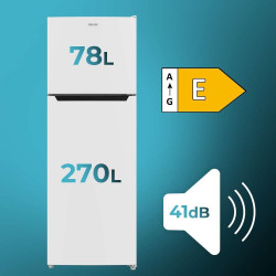 Cecotec réfrigérateur combi 2 d bolero coolmarket 348 nf blanc e. compresseur inverter, 348l, nofrost, classe e, design élégant.