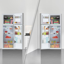 Cecotec Réfrigérateur à deux portes Bolero CoolMarket 2D 348 NF Inox E. Compresseur Inverter, 348L, NoFrost, classe E, design in