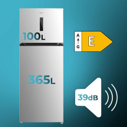 Cecotec Refrigerateur Congelateur Combiné Bolero CoolMarket 2D 465 NF Inox E. Réfrigérateur 465L, No Frost, écran extérieur avec