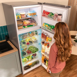 Cecotec Refrigerateur Congelateur Combiné Bolero CoolMarket 2D 465 NF Inox E. Réfrigérateur 465L, No Frost, écran extérieur avec
