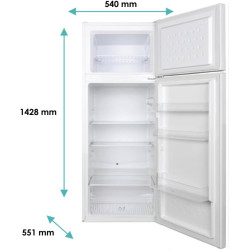 Candy - Réfrigérateur double-portes CDG1S514EW - Réfrigérateur Combi, 211L, technologie statique, éclairage LED, porte réversibl