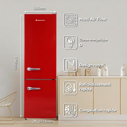 magictec Frigo vintage,Retro réfrigérateur congelateur | 179 cm | 236 L (168 L/68 L) | Total No Frost | Combinaison refrigerateu