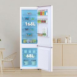 magictec Frigo vintage,Retro réfrigérateur congelateur | 179 cm | 236 L (168 L/68 L) | Total No Frost | Combinaison refrigerateu