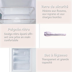 magictec Frigo vintage,Retro réfrigérateur congelateur | 179 cm | 236 L (168 L/68 L) | Total No Frost | Combinaison refrigerateu