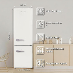 magictec Frigo vintage,Retro réfrigérateur congelateur | 179 cm | 236 L (168 L/68 L) | Total No Frost | Combinaison refrigerateu