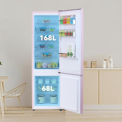 magictec Frigo vintage,Retro réfrigérateur congelateur | 179 cm | 236 L (168 L/68 L) | Total No Frost | Combinaison refrigerateu