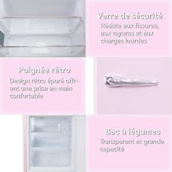 magictec Frigo vintage,Retro réfrigérateur congelateur | 179 cm | 236 L (168 L/68 L) | Total No Frost | Combinaison refrigerateu