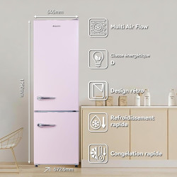 magictec Frigo vintage,Retro réfrigérateur congelateur | 179 cm | 236 L (168 L/68 L) | Total No Frost | Combinaison refrigerateu