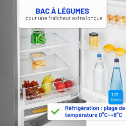 Bomann, KG320, Réfrigérateur et congélateur 175L, Contrôle de la température en continu, Charnières de porte à droite, interchan