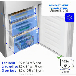 Bomann, KG320, Réfrigérateur et congélateur 175L, Contrôle de la température en continu, Charnières de porte à droite, interchan