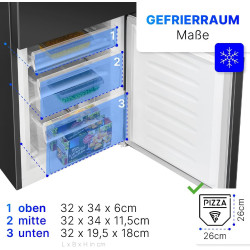 Bomann, KG320, Réfrigérateur et congélateur 175L, Contrôle de la température en continu, Charnières de porte à droite, interchan