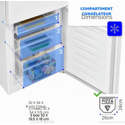 Bomann, KG320, Réfrigérateur et congélateur 175L, Contrôle de la température en continu, Charnières de porte à droite, interchan