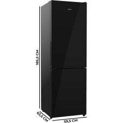 Cecotec réfrigérateur combiné total no frost de 322l bolero coolmarket combi 322i noir glass e. hauteur 185,5cm, 59,5cm de large