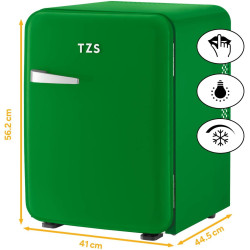 TZS First Austria - Mini Réfrigérateur Rétro 40L - Silencieux 22dB - Sans Compresseur pour Chambre & Bureau - Vert foncé - Frigo
