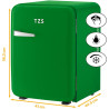 TZS First Austria - Mini Réfrigérateur Rétro 40L - Silencieux 22dB - Sans Compresseur pour Chambre & Bureau - Vert foncé - Frigo