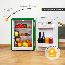 TZS First Austria - Mini Réfrigérateur Rétro 40L - Silencieux 22dB - Sans Compresseur pour Chambre & Bureau - Vert foncé - Frigo
