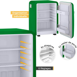 TZS First Austria - Mini Réfrigérateur Rétro 40L - Silencieux 22dB - Sans Compresseur pour Chambre & Bureau - Vert foncé - Frigo