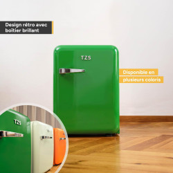 TZS First Austria - Mini Réfrigérateur Rétro 40L - Silencieux 22dB - Sans Compresseur pour Chambre & Bureau - Vert foncé - Frigo