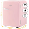 TZS First Austria Mini Réfrigérateur Rétro 40L - Silencieux 22dB - Sans Compresseur pour Chambre & Bureau - Rose - Frigo d'appoi
