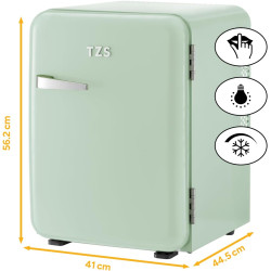 TZS First Austria - Mini Réfrigérateur Rétro 40L silencieux - Petit Minifrigo design vintage avec lumière intérieure et 2 compar