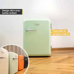 TZS First Austria - Mini Réfrigérateur Rétro 40L silencieux - Petit Minifrigo design vintage avec lumière intérieure et 2 compar