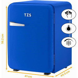 TZS First Austria - Mini Réfrigérateur Rétro 40L - Silencieux 22dB - Sans Compresseur pour Chambre & Bureau - Bleu foncé - Frigo