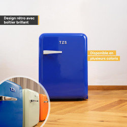 TZS First Austria - Mini Réfrigérateur Rétro 40L - Silencieux 22dB - Sans Compresseur pour Chambre & Bureau - Bleu foncé - Frigo