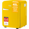 TZS First Austria - Mini Réfrigérateur Rétro 40L - Silencieux 22dB - Sans Compresseur pour Chambre & Bureau - Jaune - Frigo d'ap