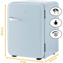 TZS First Austria - Mini Réfrigérateur Rétro 40L silencieux - Petit Minifrigo design vintage avec lumière intérieure et 2 compar