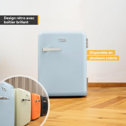 TZS First Austria - Mini Réfrigérateur Rétro 40L silencieux - Petit Minifrigo design vintage avec lumière intérieure et 2 compar