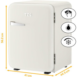 TZS First Austria - Mini Réfrigérateur Rétro 40L silencieux - Petit Minifrigo design vintage avec lumière intérieure et 2 compar