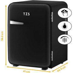 TZS First Austria - Mini Réfrigérateur Rétro 40L silencieux - Petit Minifrigo design vintage avec lumière intérieure et 2 compar